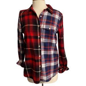 Joe Fresh mixed plaid flannel top medium